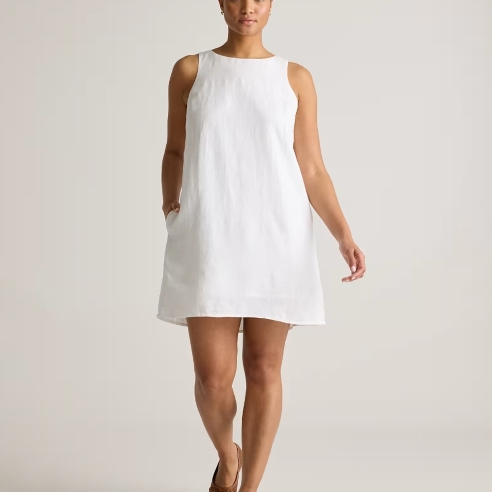 Quince White Linen Sleeveless Dress